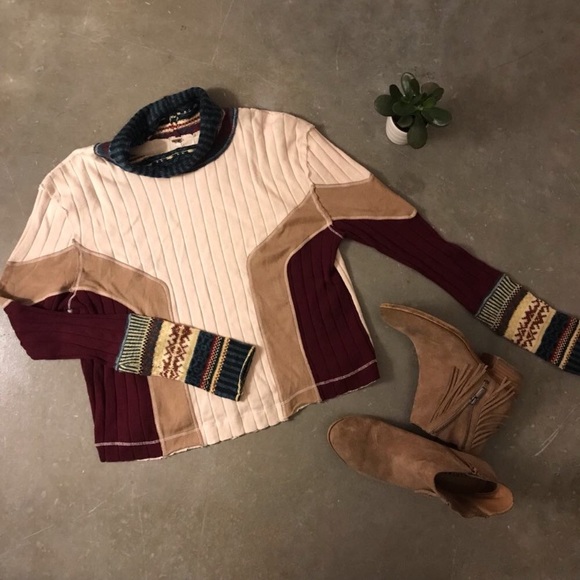 Free People Sweaters - Free People Patterned Crop Turtleneck